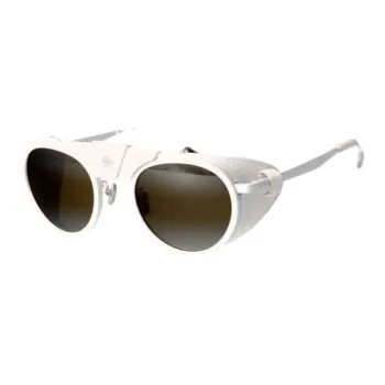 Vuarnet Leather Acetate Round Sunglasses Men's White
