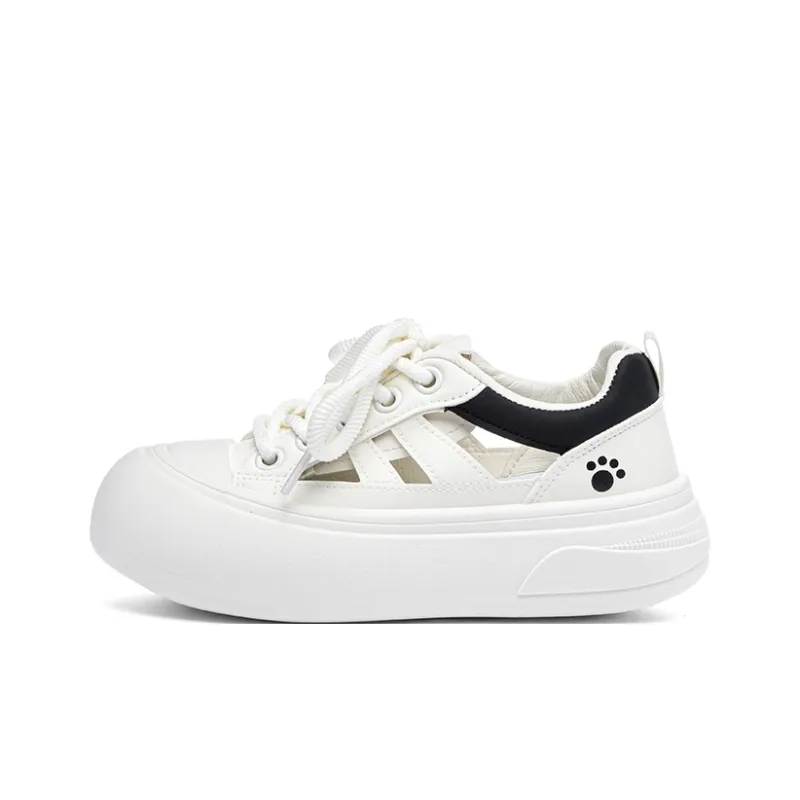 RENBEN Cushioning Abrasion Resistant Breathable Low Top Skateboard Shoes Women's White Black-0