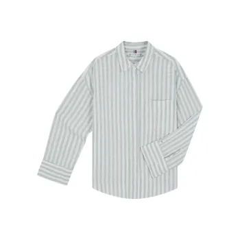Tommy Hilfiger Shirts Women's Gray Blue White Stripes 0K5