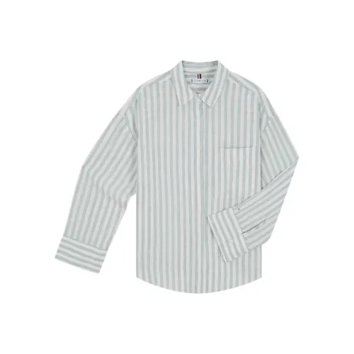 Tommy Hilfiger Shirts Women's Gray Blue White Stripes 0K5