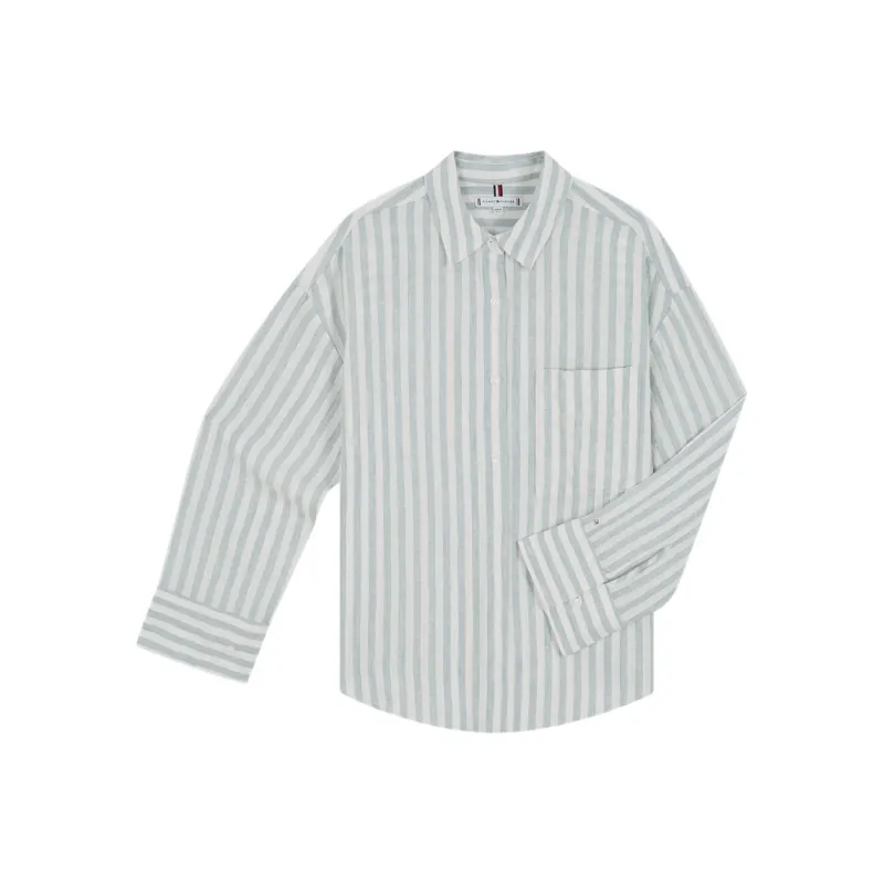 Tommy Hilfiger Shirts Women's Gray Blue White Stripes 0K5-0