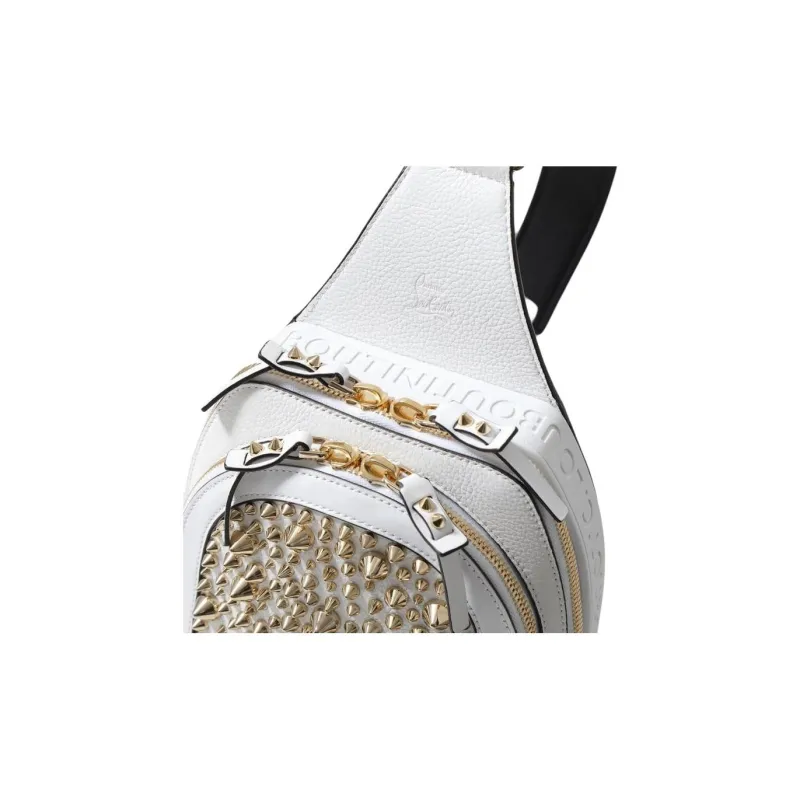 CL Leather Sling Bag Men's White-5