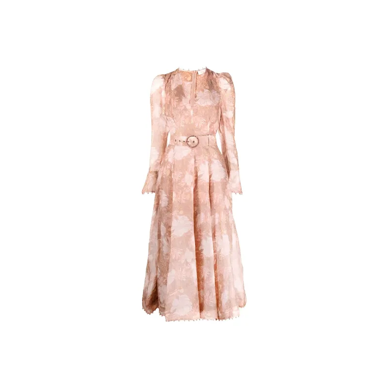 Zimmermann FW22 Long-Sleeved Dresses Women's Coral Pink-0