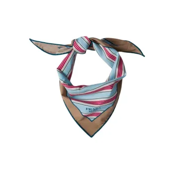 PRADA Cotton Silk Scarves Unisex Star Realm Blue