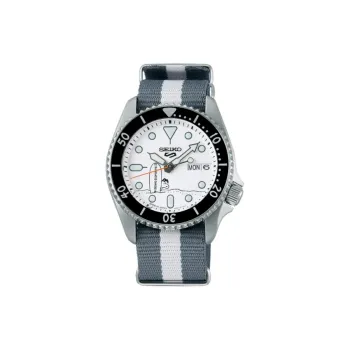 SEIKO 5 Sports Collection Automatic Mechanical Movement Nylon Strap Watch 38mm Men's Watches White Dial