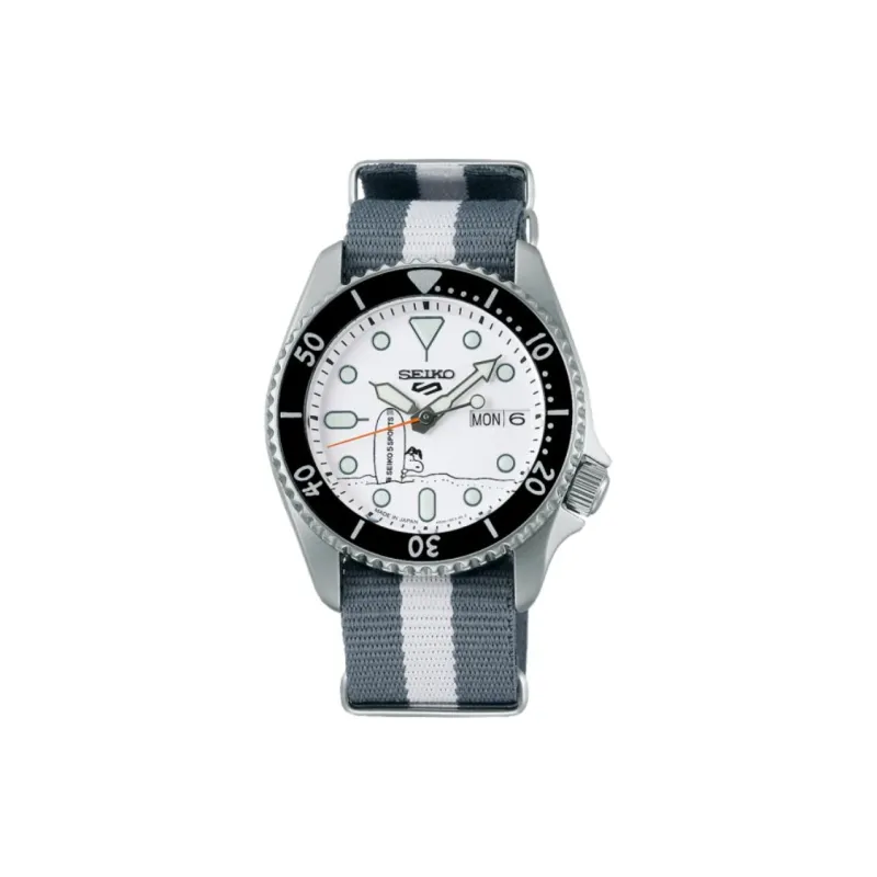 SEIKO 5 Sports Collection Automatic Mechanical Movement Nylon Strap Watch 38mm Men's Watches White Dial-0