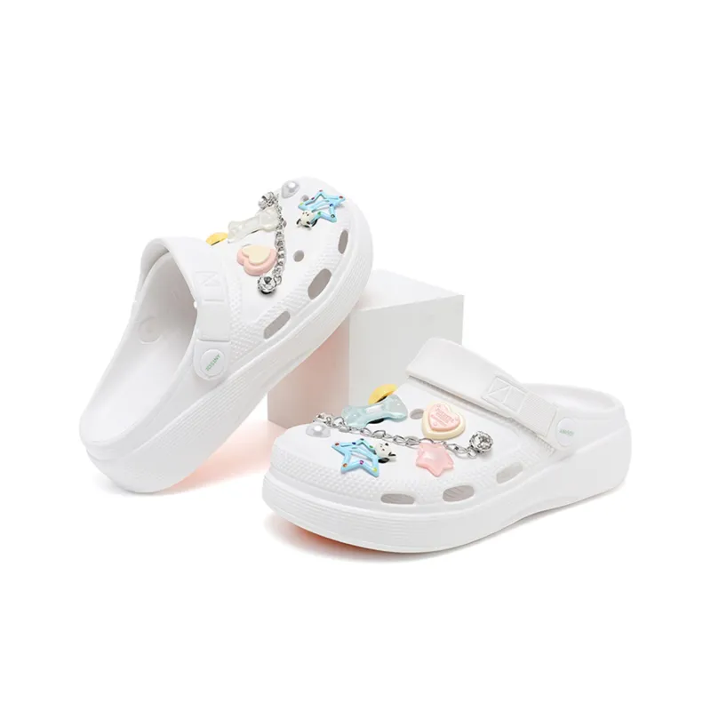 JOSINY Summer Petite Platform Height Increasing 5.4cm Outerwear Trendy Fashion Lazy Slip on Clogs Women's Ecru-2