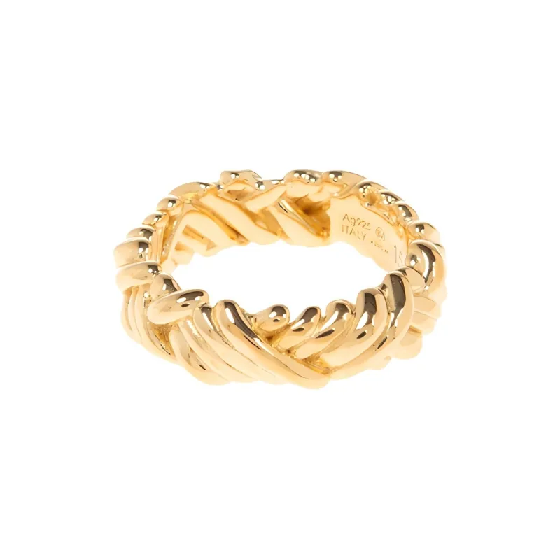 Bottega Veneta 925 Sterling Silver Rings Unisex Gold-2