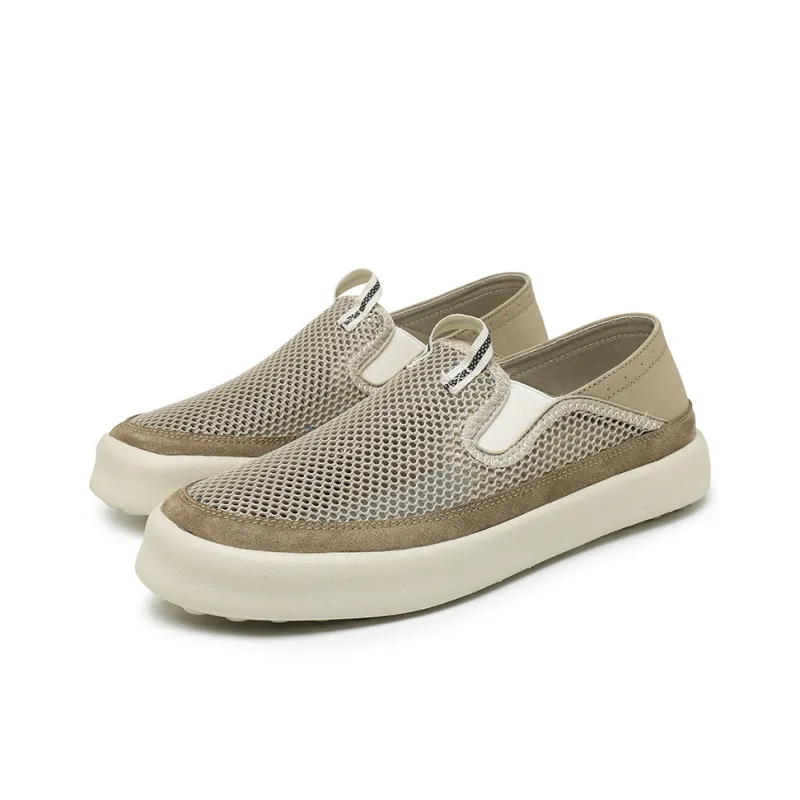 LINGPAO Casual Shoes Men Low Top Sand/Black/Gray-1