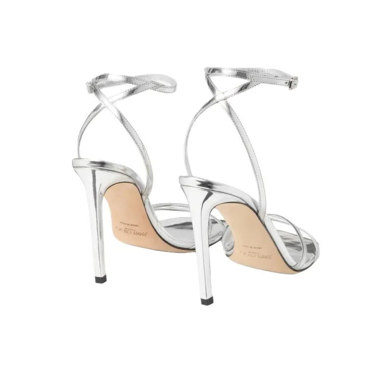 Jimmy Choo Metz One Strap Sandals 10cm Women's Silver-3