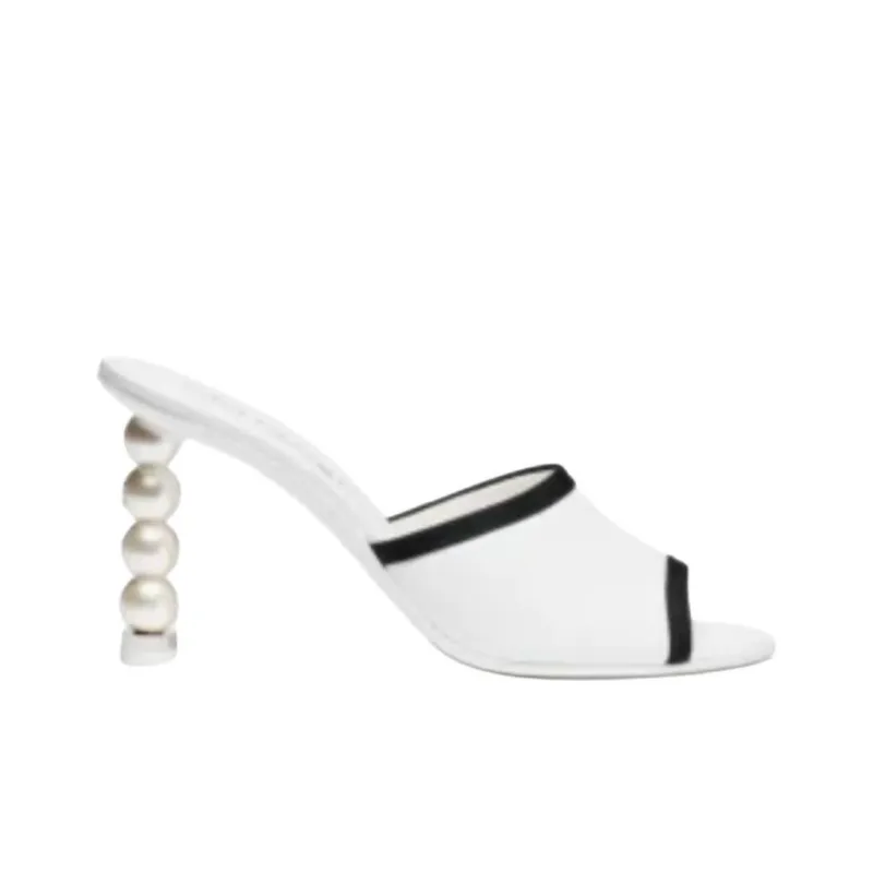 CHANEL 25P Spring Summer Slide Slippers 9cm Women's White-1