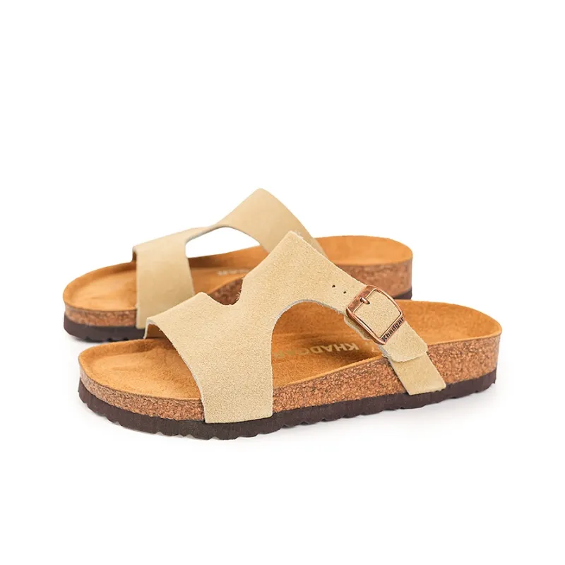 Khadgar EVA Rubber Sole Cork Sole Quiet Slip Resistant Abrasion Resistant Slide Slippers Women's-17