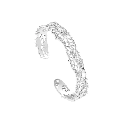 OOAK Viles Lace Collection 925 Sterling Silver 18K Gold Plated Bangles Women's-7