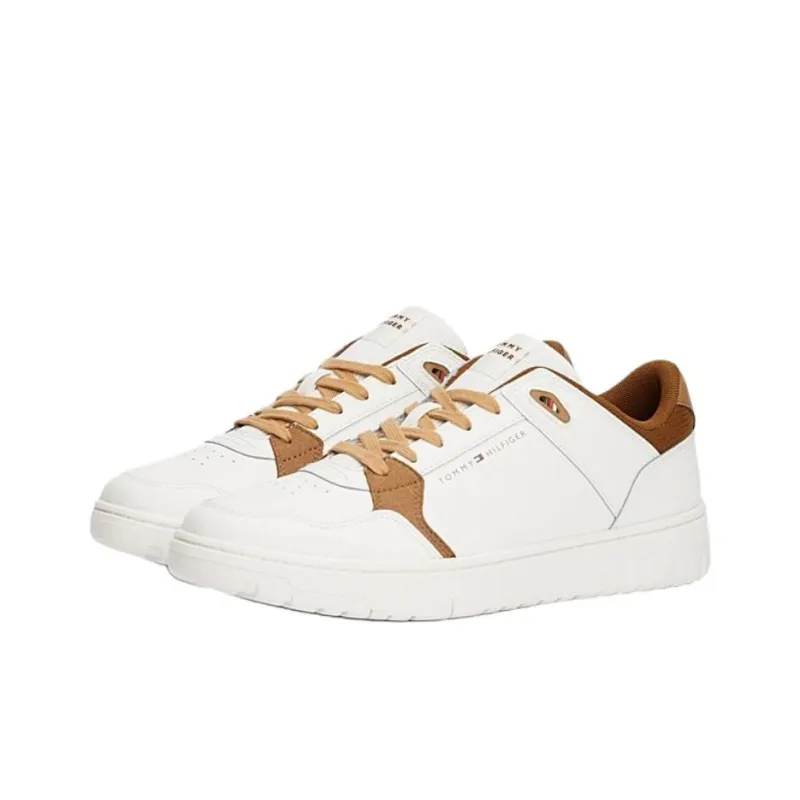 Tommy Hilfiger Trainers Anti Slip Wear Resistant Low Top Skateboard Shoes Men's White Brown-2