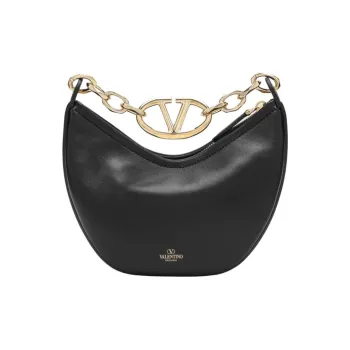 Valentino Lambskin Crossbody One Shoulder Handbag Women's Black