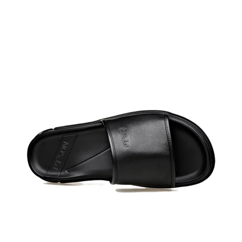 PT'SON Rubber Sole Slip Resistant Slide Slippers Men's Black-1
