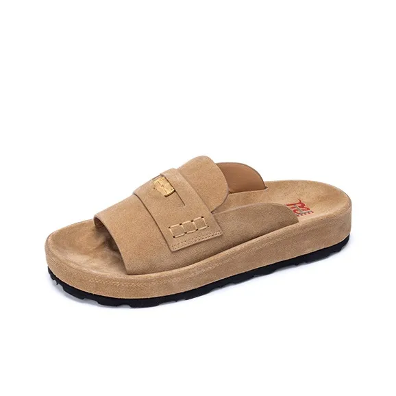 Martniel Rubber Sole Stitching Slip Resistant Slide Slippers Women's Earth Yellow-1