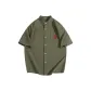 [Twill Stand Collar]Army Green (Ho Red Seal Chest Logo)