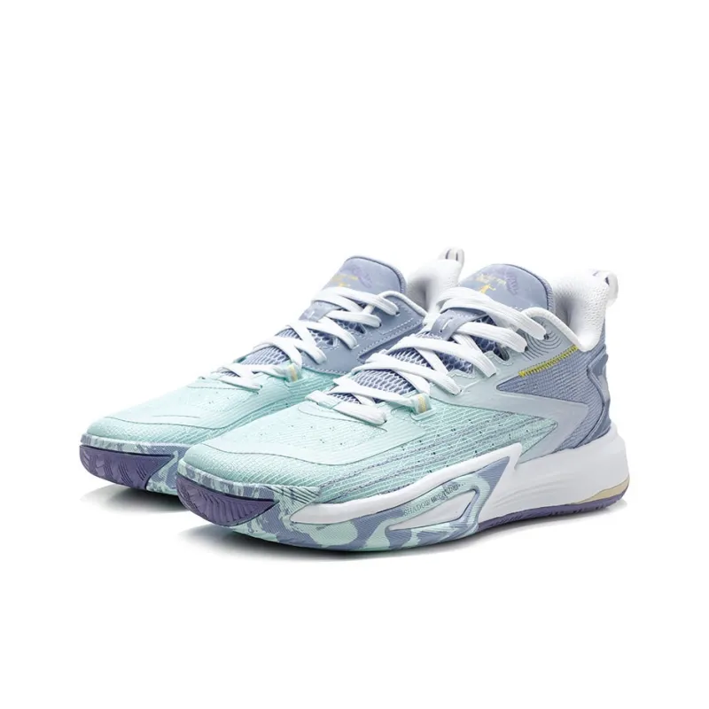 QIAODAN Anti Slip Wear Resistant Low Top Basketball Shoes Men's Water Wave Stardust Purple-2