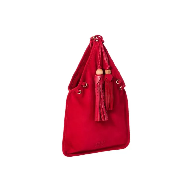 MIU MIU Suede Handbag Women's Gemstone Red-1