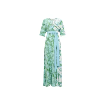 Diane Von Furstenberg FW24 Short Sleeved Dress Women's Green White
