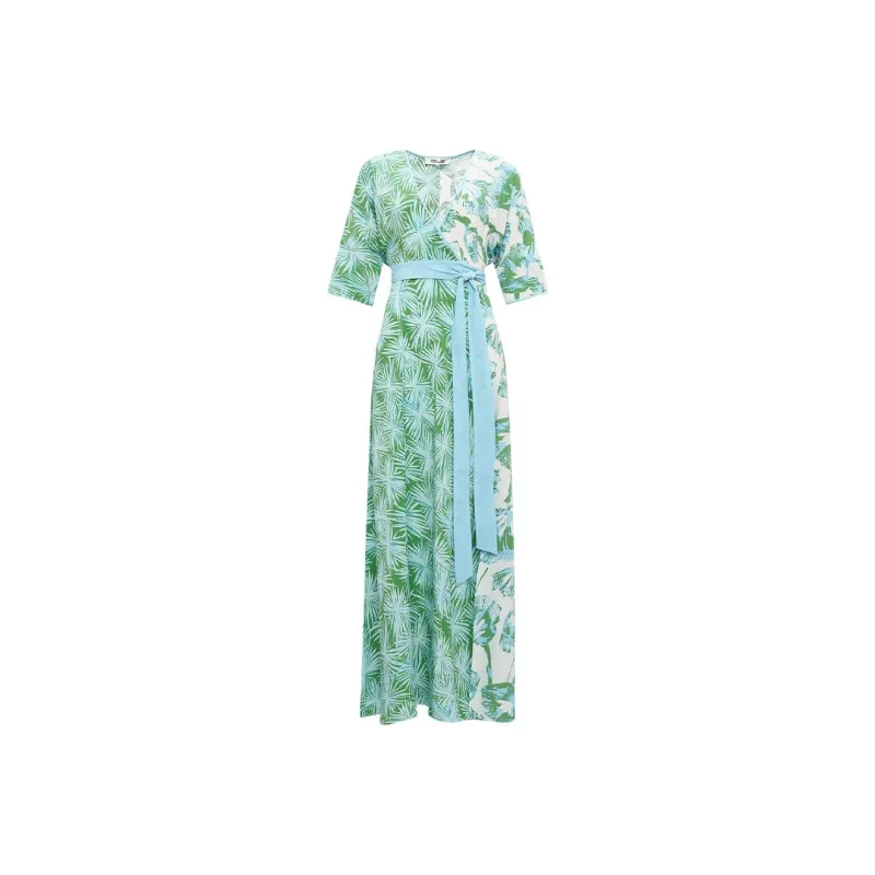 Diane Von Furstenberg FW24 Short Sleeved Dress Women's Green White-0