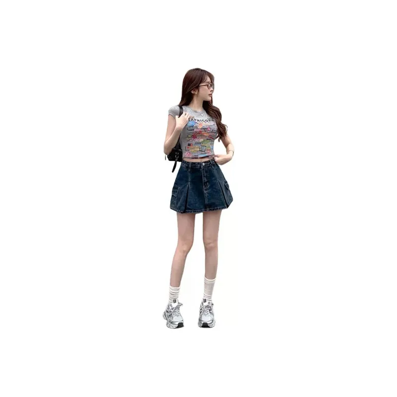 YINLEI Denim Short Skirts Women's-1
