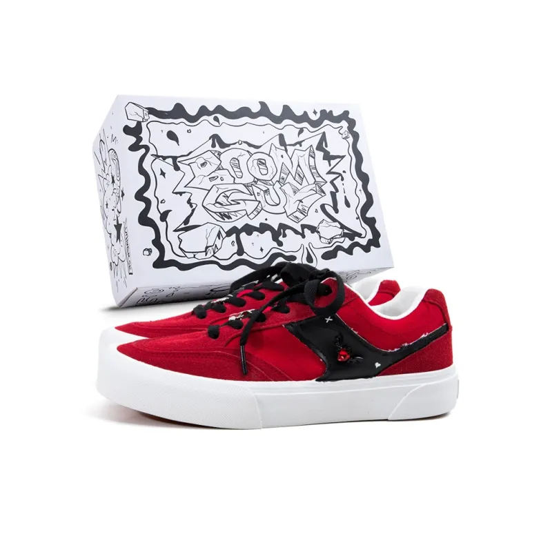 BOOM GUY POW Explosion Energy 100% Slip Resistant, Abrasion Resistant, Lightweight Low Top Skateboard Shoes Women's Red-0