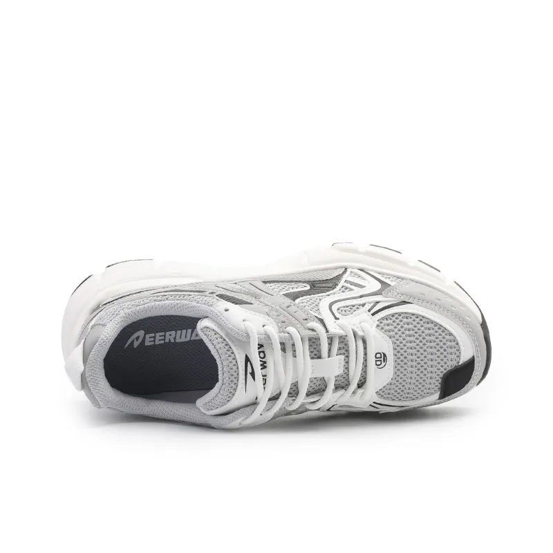 DEERWAY Cushioning Rebound Height Increasing Lightweight Slip Resistant Low Top Casual Shoes Men's Gray Black White-4