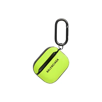 Balenciaga Cow Leather Earphone Case Unisex Neon Green