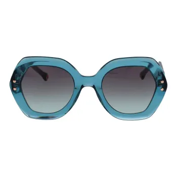 CarolinaHerrera Metal Acetate Irregular Shape Sunglasses Unisex Blue