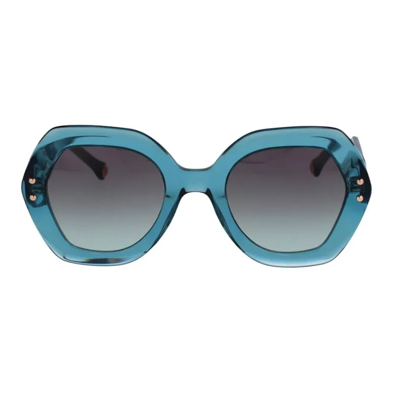 CarolinaHerrera Metal Acetate Irregular Shape Sunglasses Unisex Blue-0