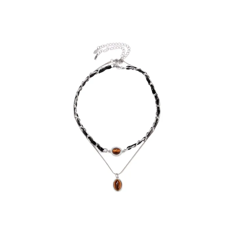 DVNRR Tiger's Eye Stone Necklaces Women's-0