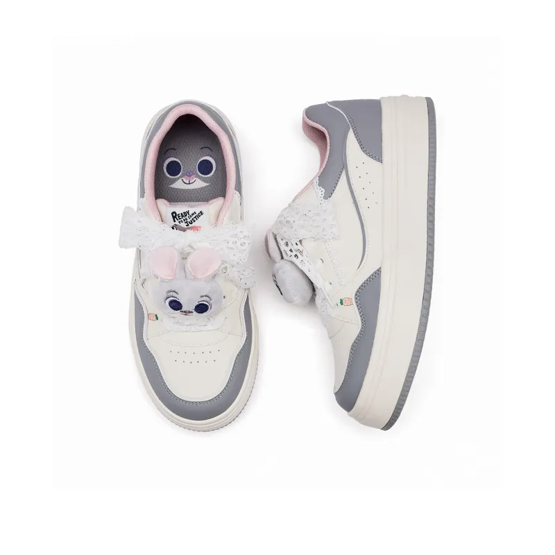 Disney x Hotwind Zootopia Series White Sneakers Anti Slip Wear Resistant Low Top Skateboard Shoes Women's Gray Blue-2