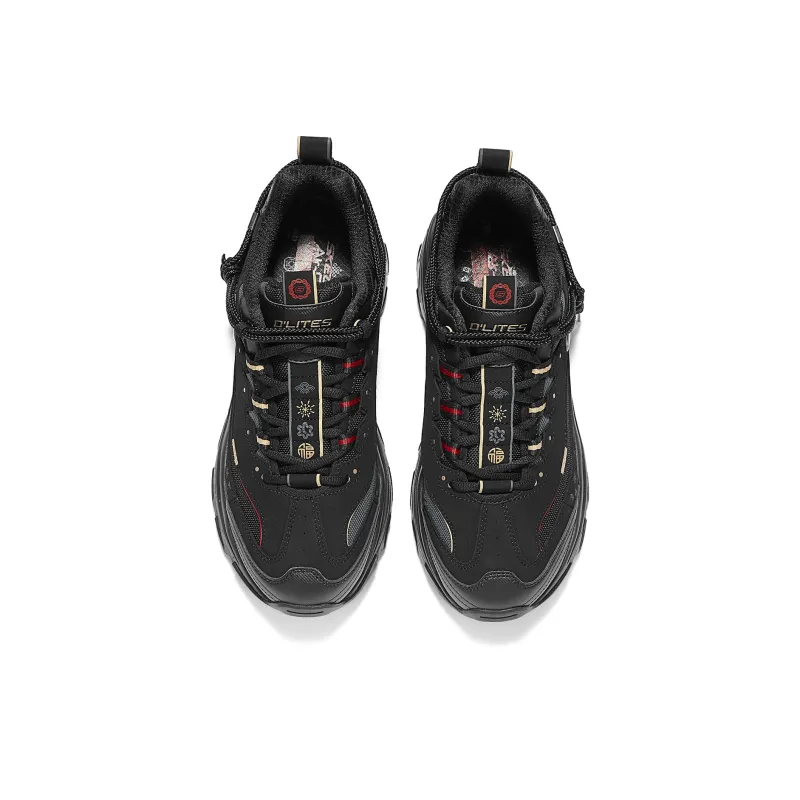 Skechers DLITES Wear Resistant Slip Resistant Low Top Chunky Sneakers Men's Black-3