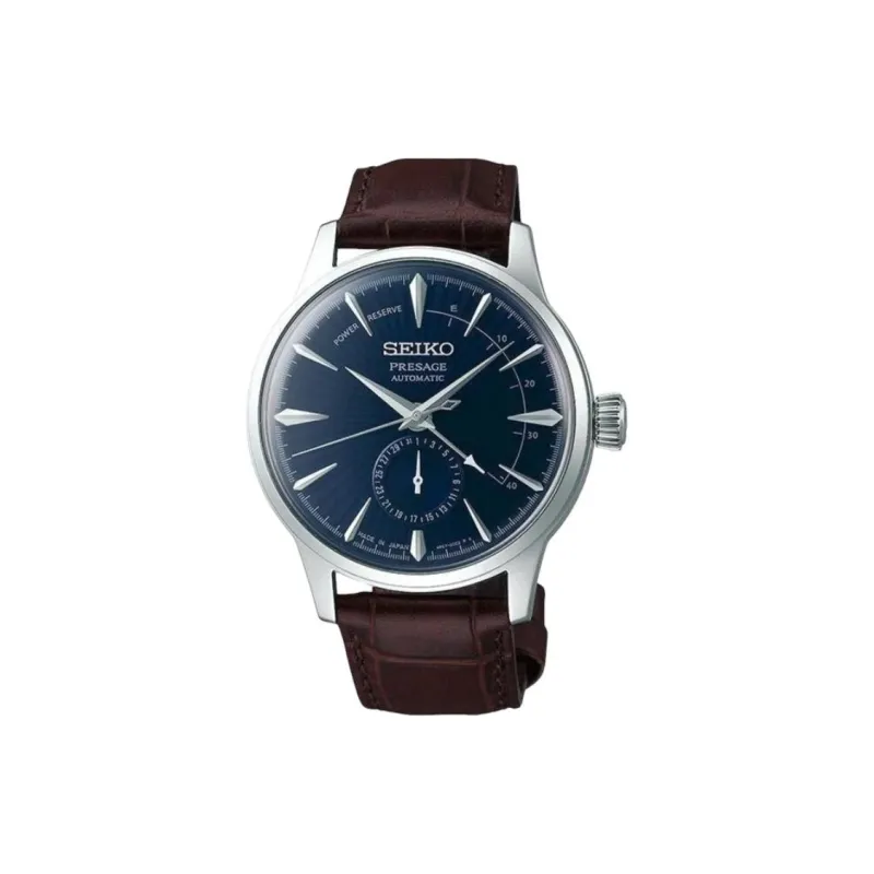 SEIKO Presage Automatic Mechanical Movement Leather Strap Watch 40mm Men's Watches Blue Dial-0