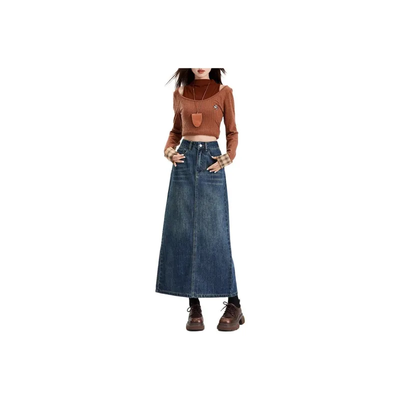 YINLEI Denim Long Skirt Women's-0