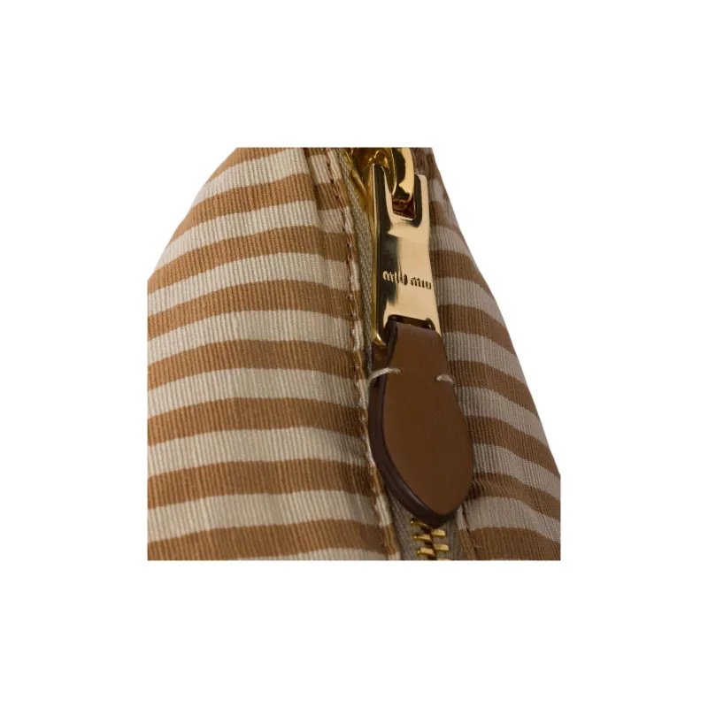 MIU MIU Cotton Handbag Women's Tan With Caramel-4