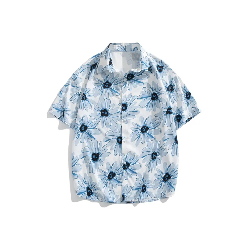 SIFLYTO Shirts Unisex Blue Floral Bud-0