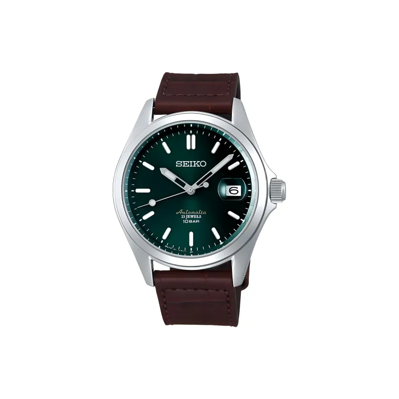 SEIKO Machine Automatic Mechanical Movement Leather Strap Watch 41mm Men's Watches Green Dial-0