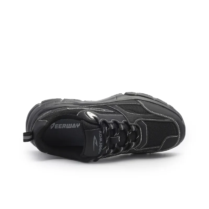 DEERWAY Cushioning Rebound Height Increasing Support Lightweight Breathable Low Top Casual Shoes Men's Black-4