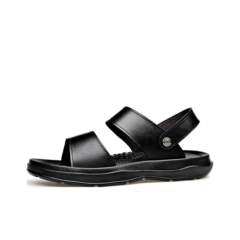 AMICNIEGD Beach Sandals Men Black/Brown-0