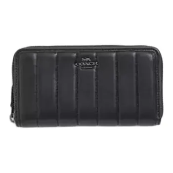 COACH Accordion Zip Wallet Nappa Leather With Smooth Leather Wallet Trumpets Women's Black