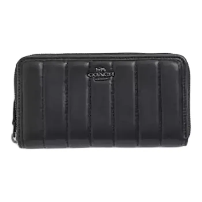COACH Accordion Zip Wallet Nappa Leather With Smooth Leather Wallet Trumpets Women's Black-0