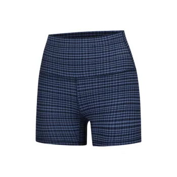 Lululemon Align™Nulu™ Yoga Shorts 4' Women's Washed Denim Blue Multicolor Light Reflecting Plaid