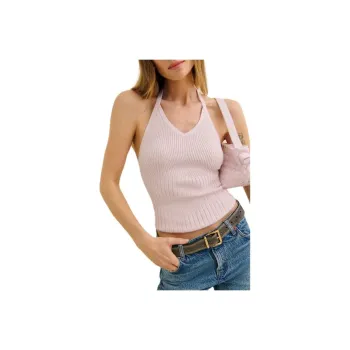 REFORMATION Delia Ribbed Halter Top Camisole Women's