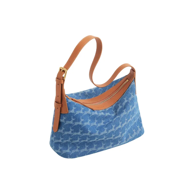 Miao Di Fabric Shoulder Bag Women's Denim Blue-3