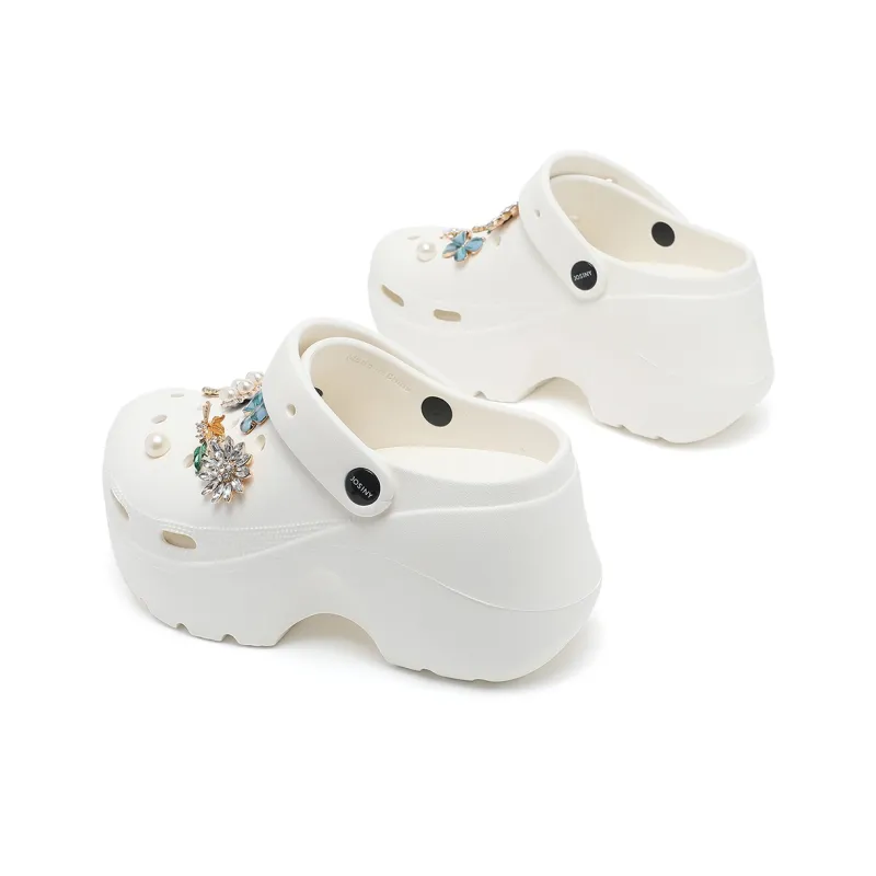 JOSINY Summer Petite Outerwear Trendy Fashion Lazy Slip on, Outdoor Beach Shoes Closed Toe Mules, Clogs Women's Ecru-1