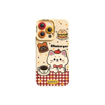 I Create My Art Delicious Hamburger Cat Phone Cases Compatibility IPhone16/15/14/13/12/11