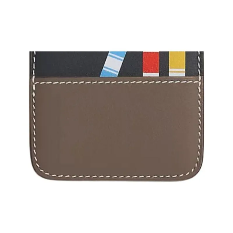 HERMES Magsafe Swift Calfskin Card Holder Women's Mist Gray & New White-3